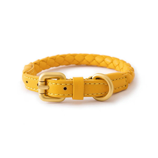 Sunflower Round-Braid Collar, Vegan Leather - Sunlight Yellow