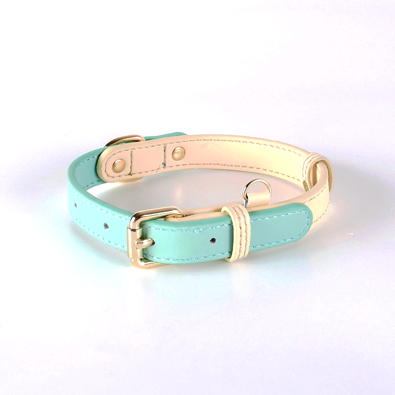 Seafoam Two-Tone Leather Collar - Mint