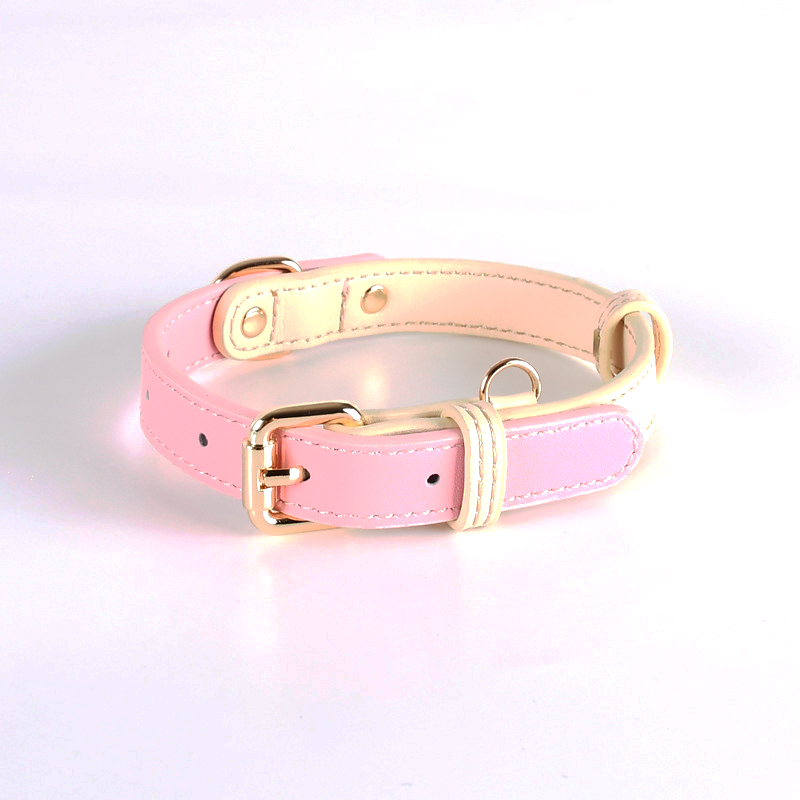 Seafoam Two-Tone Leather Collar - Princess Pink