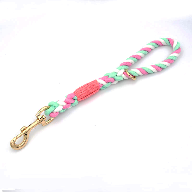 Pastel Twist Short Traffic Lead with Buckle Collar - Cherry Blossom
