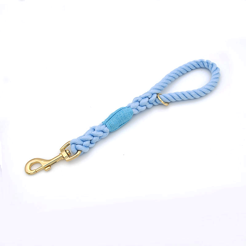 Pastel Twist Short Traffic Lead with Buckle Collar - Sky Blue