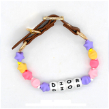 Candy Bead Personalised Name Collar for Small Dogs & Cats - Tan Leather