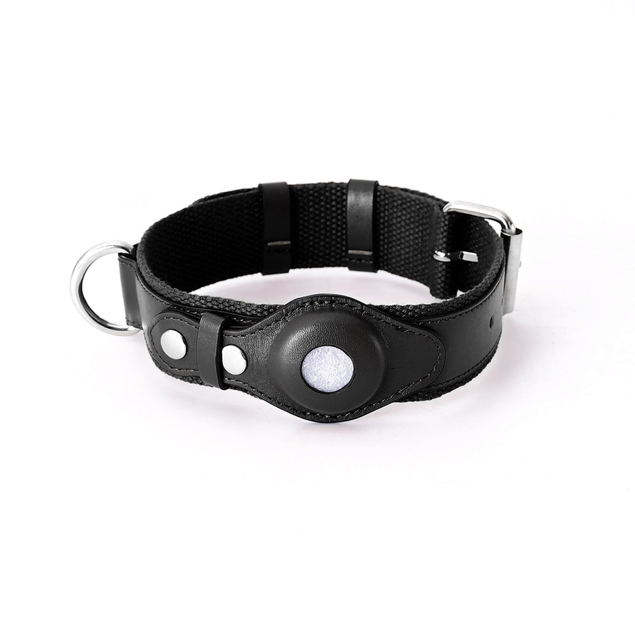 Everyday Tracker Collar & Lead Set, Compatible with AirTag - Jet Black