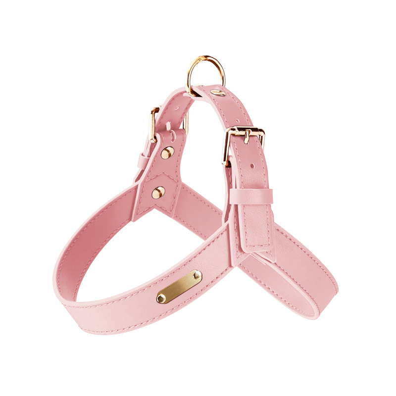 Waterproof Tan Harness & Lead Set for Small Dogs - Crystal Pink