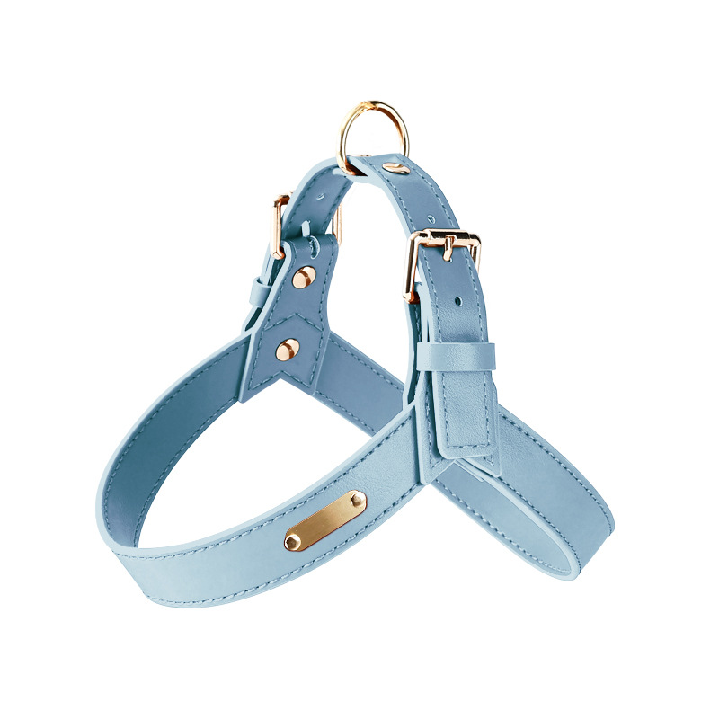 Waterproof Tan Harness & Lead Set for Small Dogs - Slate Blue