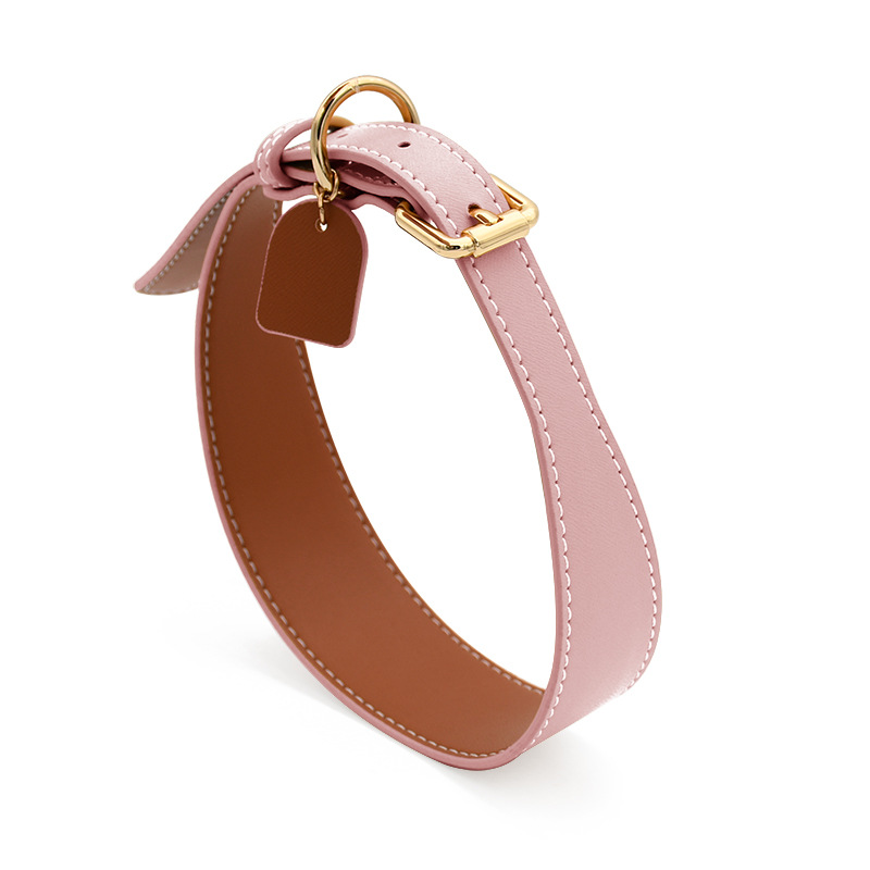 Wide Contour Collar in Tan Vegan Leather - Blush