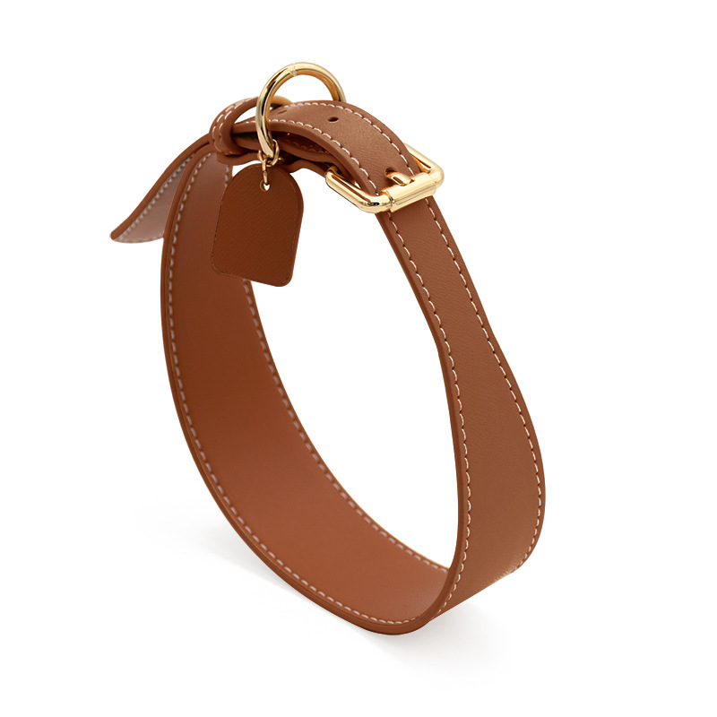Wide Contour Collar in Tan Vegan Leather - Tan