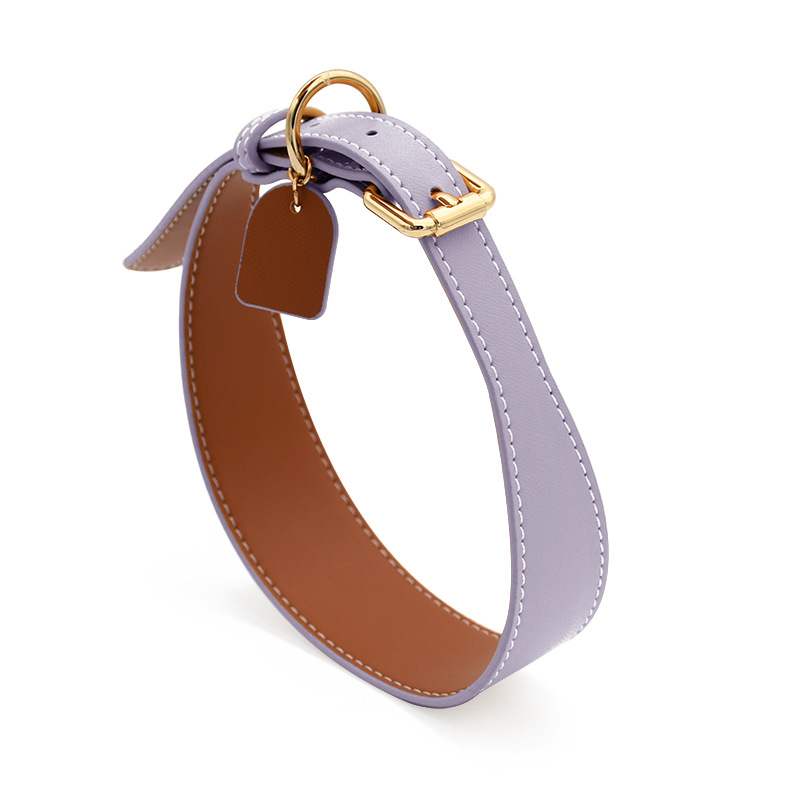 Wide Contour Collar in Tan Vegan Leather - Violet
