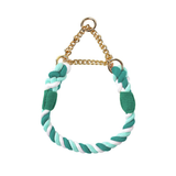 Gradient Rope & Chain Martingale Collar, Braided Cotton - Fern Green gold hardware
