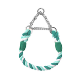 Gradient Rope & Chain Martingale Collar, Braided Cotton - Fern Green silver hardware