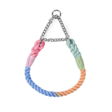 Gradient Rope & Chain Martingale Collar, Braided Cotton - Macaron