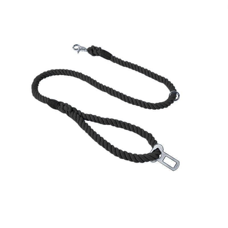 Road Trip All-in-One Rope Lead with Seatbelt Clip - Black