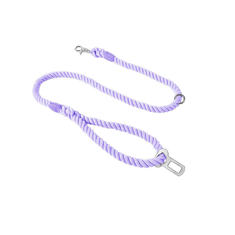 Road Trip All-in-One Rope Lead with Seatbelt Clip - Blue Violet