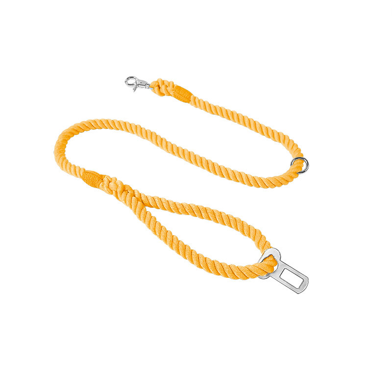Road Trip All-in-One Rope Lead with Seatbelt Clip - Bright Orange
