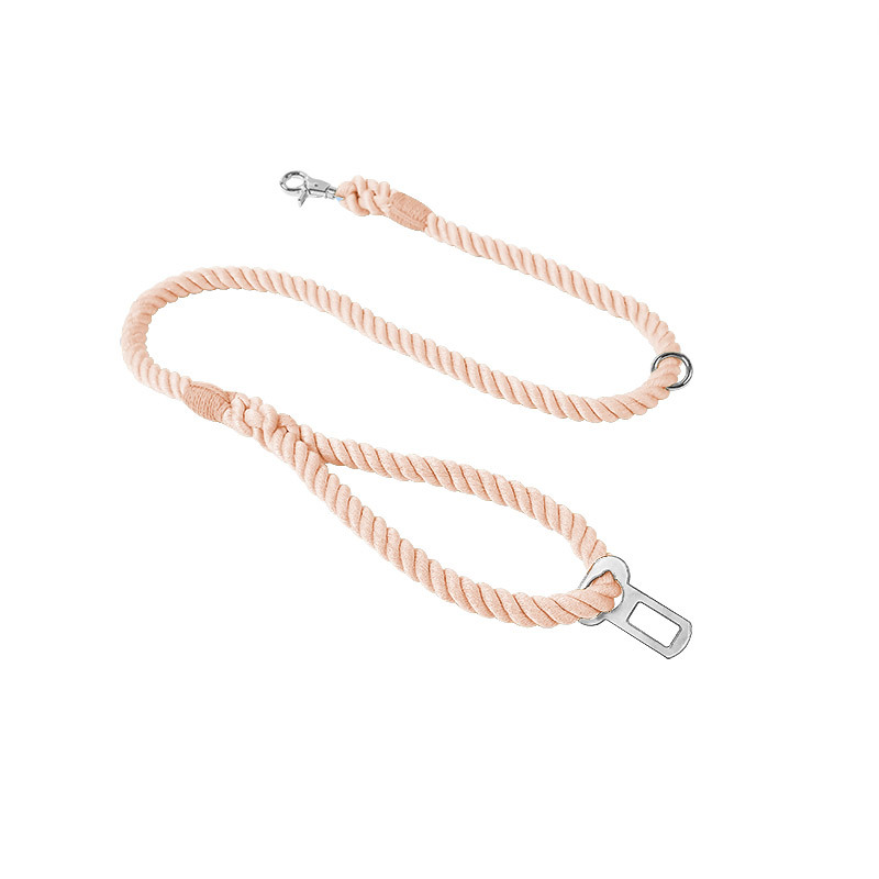 Road Trip All-in-One Rope Lead with Seatbelt Clip - Powder Pink