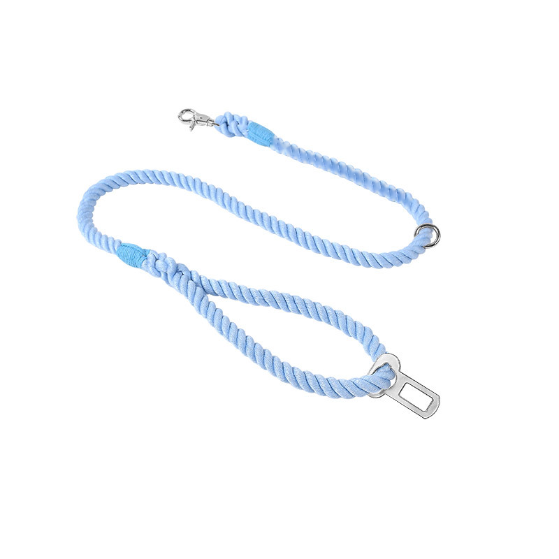Road Trip All-in-One Rope Lead with Seatbelt Clip - Sky Blue