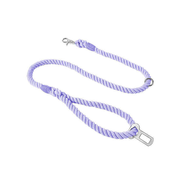 Road Trip All-in-One Rope Lead with Seatbelt Clip - Violet