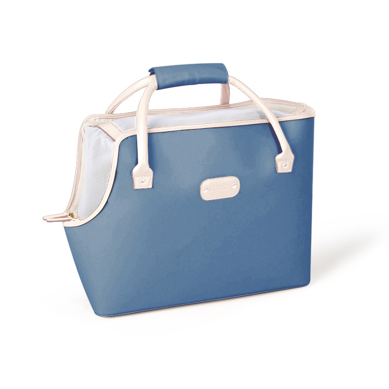 Crossbody Pet Carrier Bag in Vegan Leather - Blue