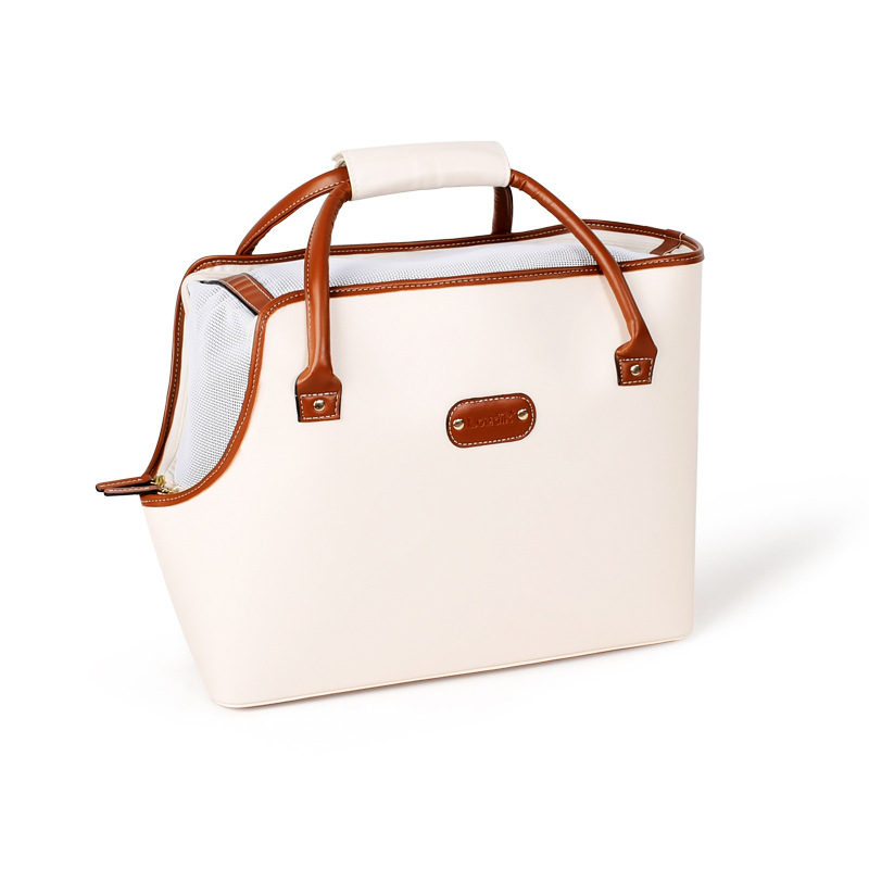 Crossbody Pet Carrier Bag in Vegan Leather - Ivory