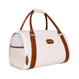 Duffel Travel Pet Carrier with Mesh Window, Vegan Leather - Tan