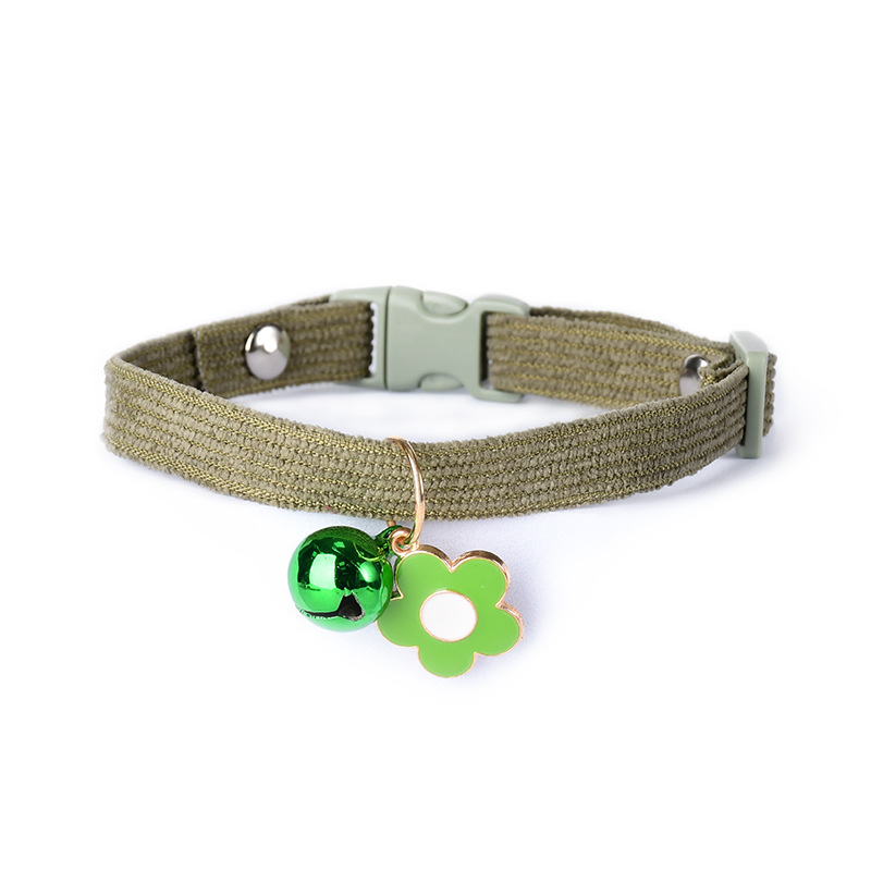 Meadow Bell Collar with Flower Charm for Cats & Small Dogs - Forest