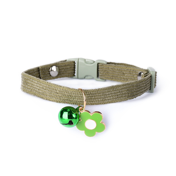 Meadow Bell Collar with Flower Charm for Cats & Small Dogs - Forest