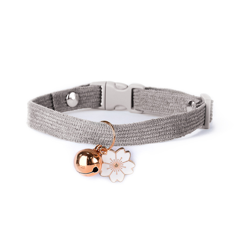 Meadow Bell Collar with Flower Charm for Cats & Small Dogs - Grey