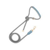 Monochrome Stripe Rope Lead, Vegan Leather - Blue