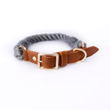 Hand-Braided Cotton Rope Collar & Lead Set, Forest Green - Charcoal