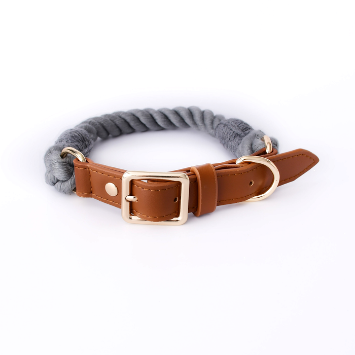 Hand-Braided Cotton Rope Collar, Forest Green