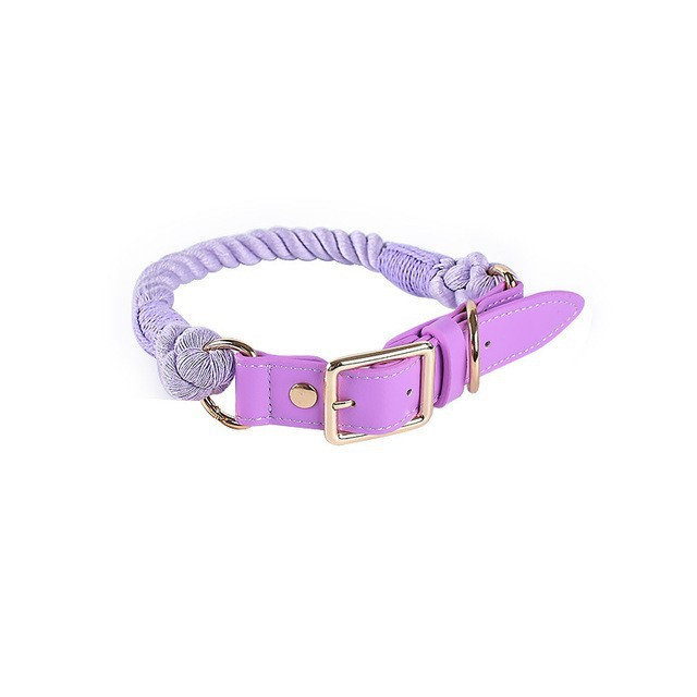 Hand-Braided Cotton Rope Collar & Lead Set, Forest Green - Violet