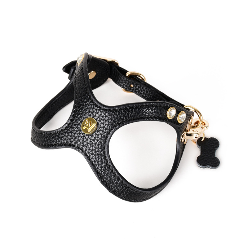 Cognac Crystal Stud Harness - Black