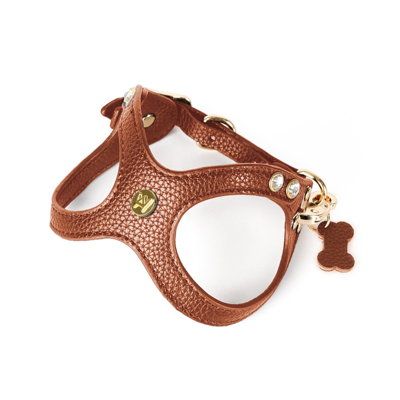 Cognac Crystal Stud Harness - Tan