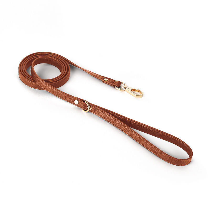 Cognac Crystal Stud Lead - 150 cm Tan