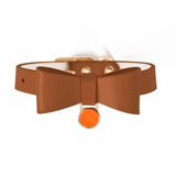 Bow Tie Collar with Round Tag, Vegan Leather - Tan