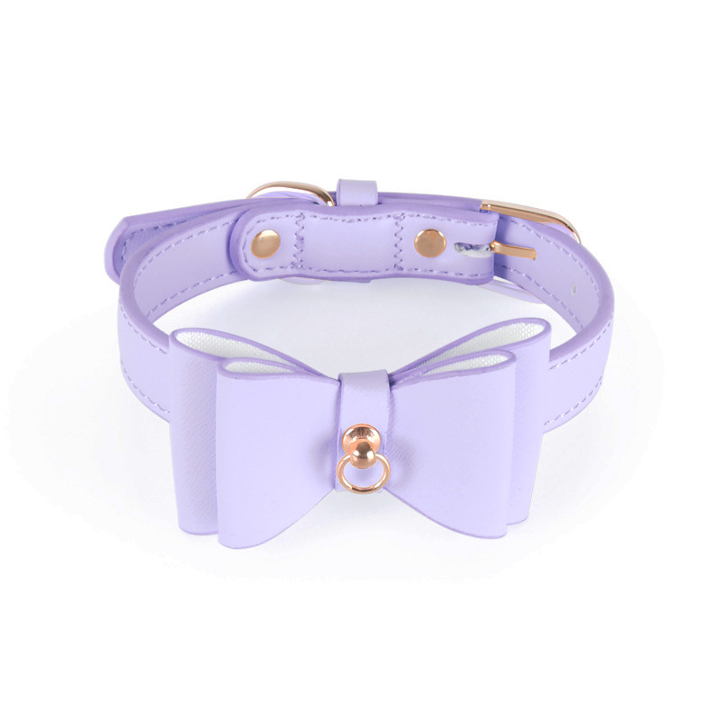 Blush Pink Bow Collar in Vegan Leather - Violet