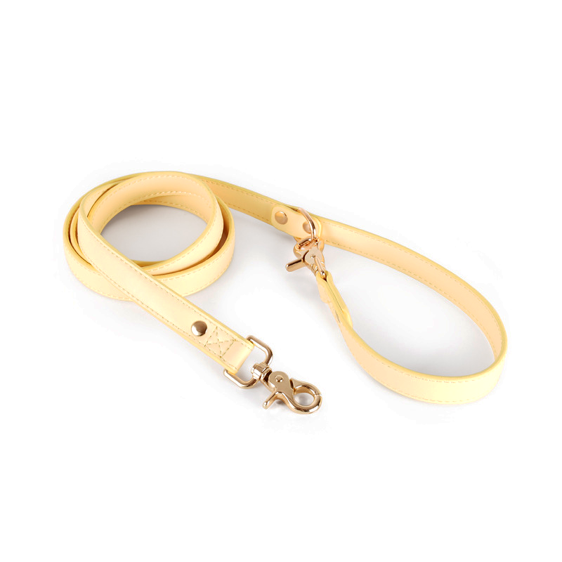 Blush Pink Double-Clip Lead in Vegan Leather - Yellow