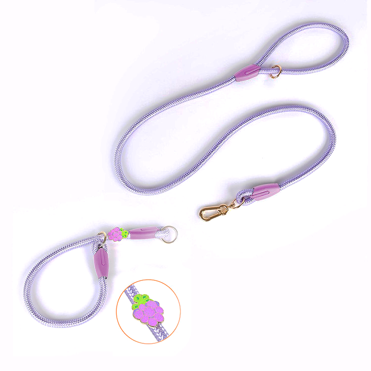 Strawberry Charm Pink Rope Set & Slip Collar Set - Crystal Violet Grape