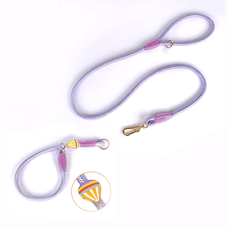 Strawberry Charm Pink Rope Set & Slip Collar Set - Crystal Violet Hot air balloon