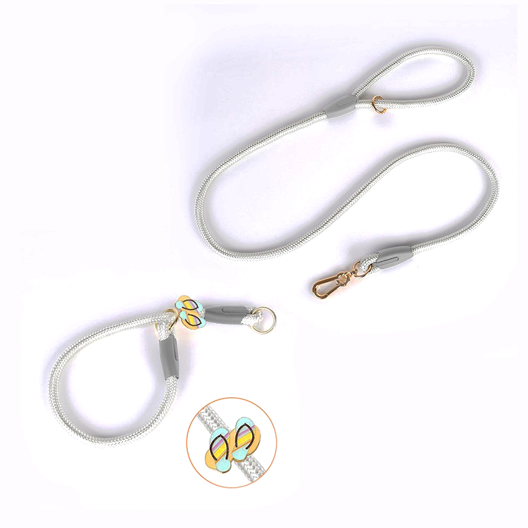 Strawberry Charm Pink Rope Set & Slip Collar Set - Diamond Silver Beach sandal