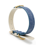 Indigo Denim-Finish Leather Collar - Blue