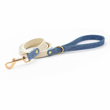 Indigo Denim-Finish Leather Lead - Blue