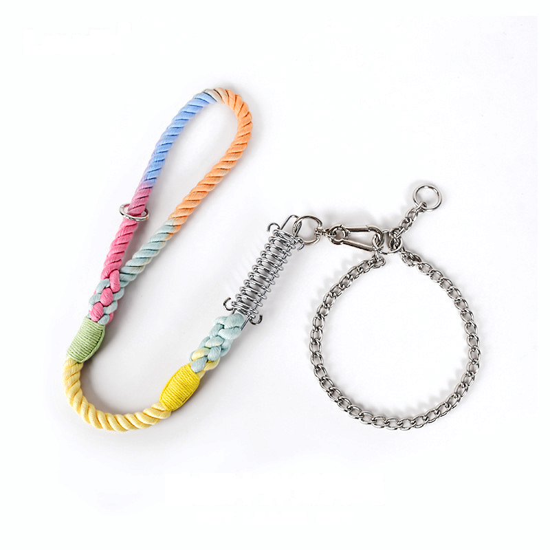 Rainbow Rope Lead with Chain Slip Collar - view 1