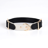 Classic Two-Tone Collar & Lead Set with Gold-Tone Hardware - Black