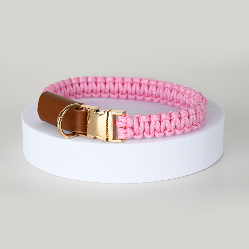 Leather Collar in Black - Blush