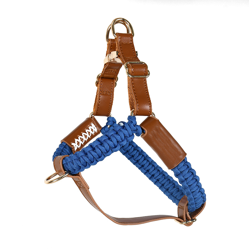 Leather Harness in Black - Blue