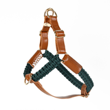 Leather Harness in Black - Green