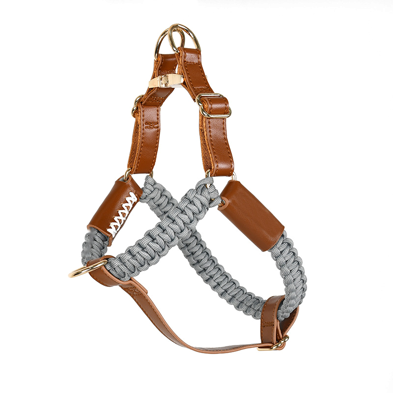 Leather Harness in Black - Grey