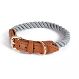 Kelly Green Cotton Rope Collar, Brass-Tone Hardware - Charcoal