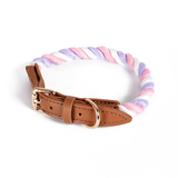 Kelly Green Cotton Rope Collar, Brass-Tone Hardware - Cherry Blossom